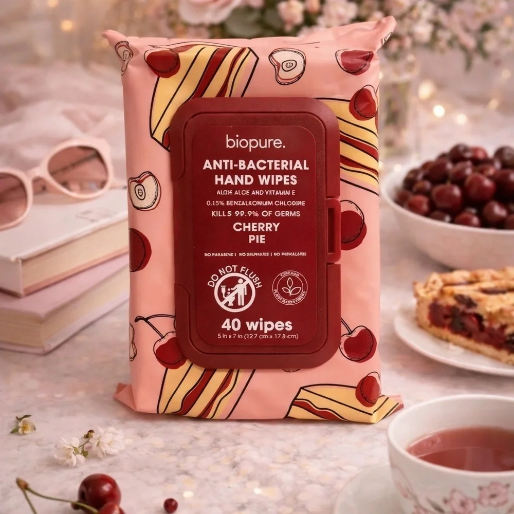 🍒 Cherry 🍒 Pie Anti-Bacterial Hand Wipes - Pink LIMITED EDITION